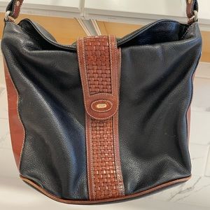 Vintage 1980s Bally Bag Leather Bucket Bag Woven Leather Bag
